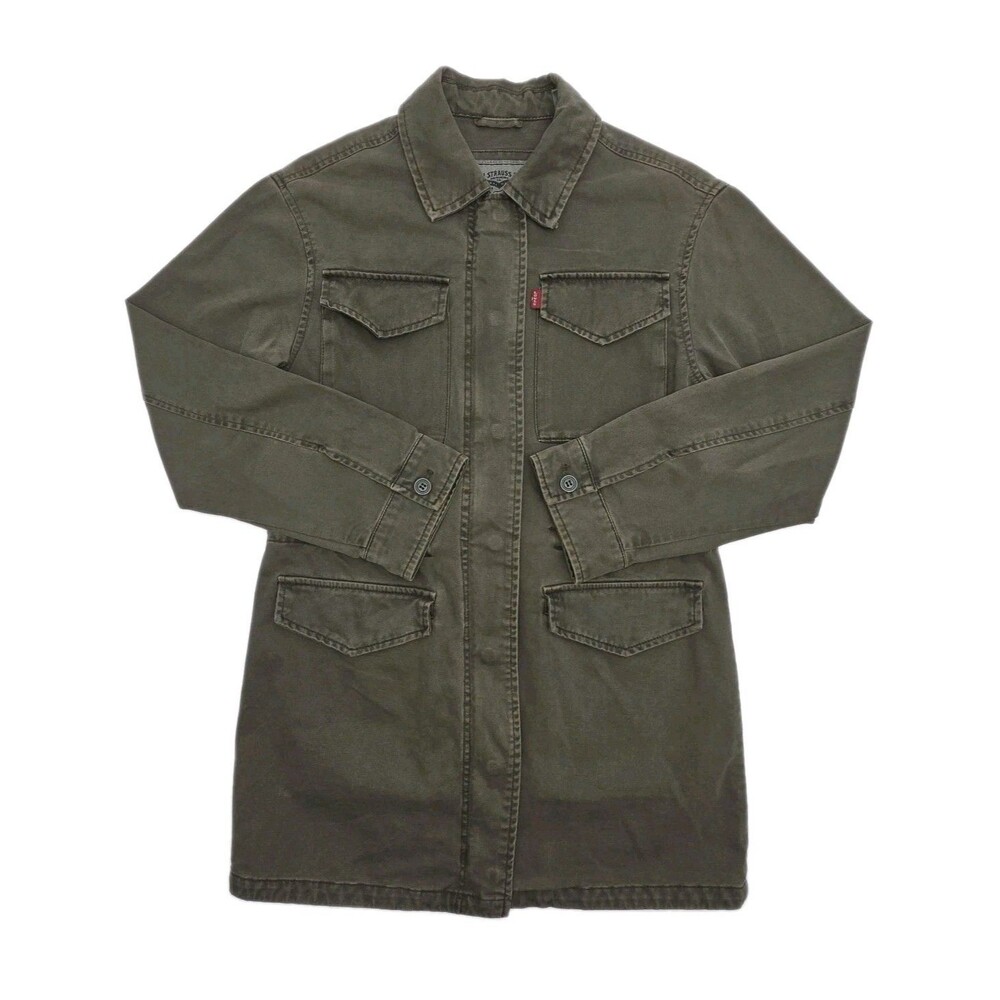 Levi Strauss & Co Field Jacket Women XS Green Cotton Utility Military Zip Pocket